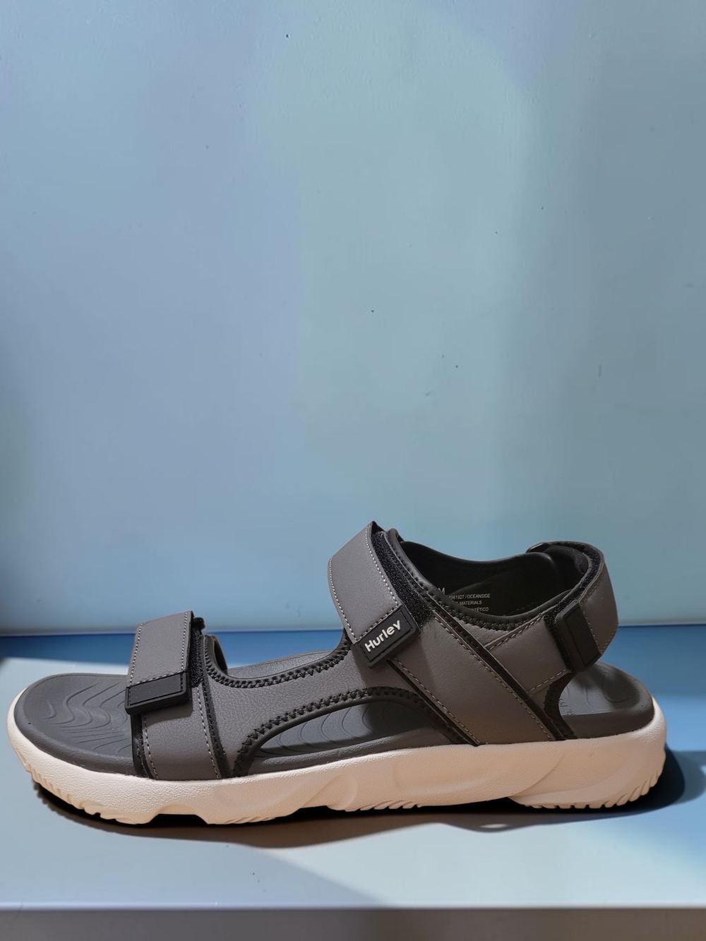Hurley Men’s Gray and White Sport Sandal with Adjustable Straps